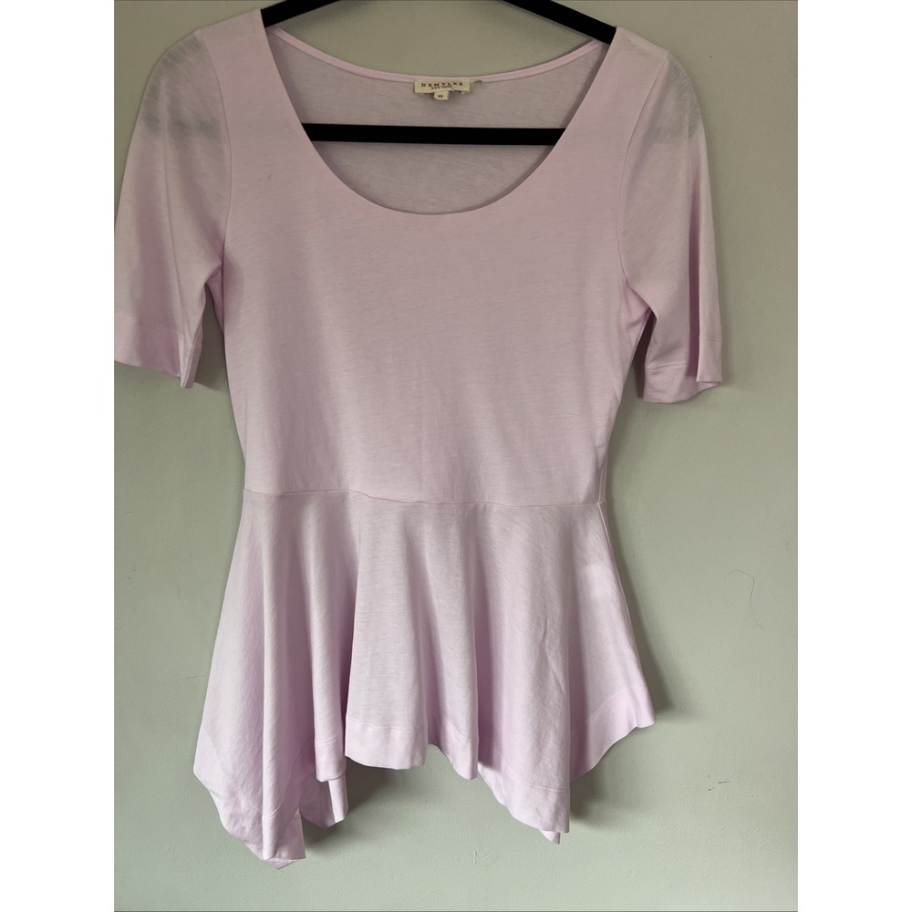 DEMYLEE NEW YORK Pale Pink Cotton Top Size XS Peplum Ballerina Shirt